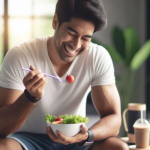 person enjoying a balanced meal