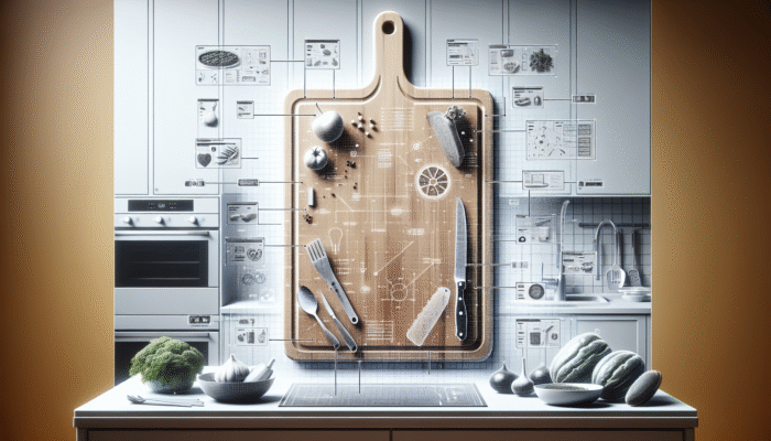 A long-lasting, eco-friendly cutting board in a modern kitchen, highlighting sustainability and minimal waste.