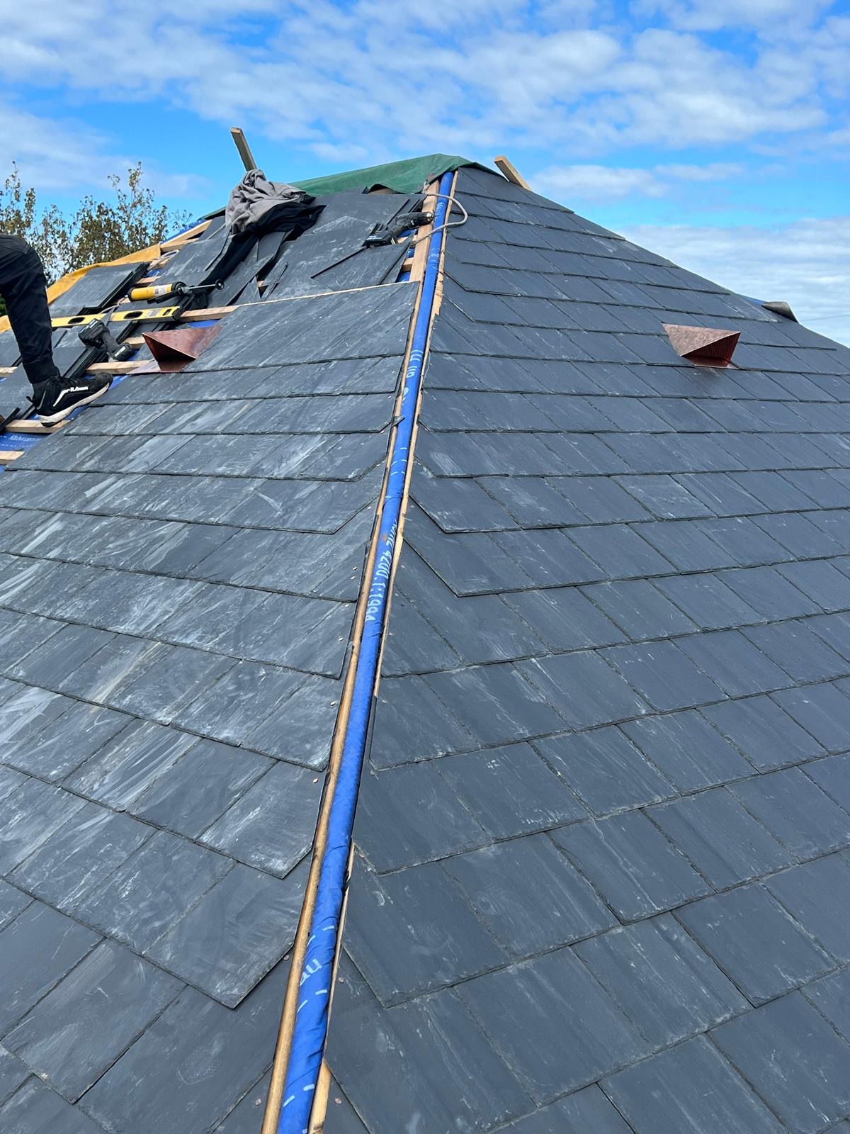 Reclaimed slate roof restoration