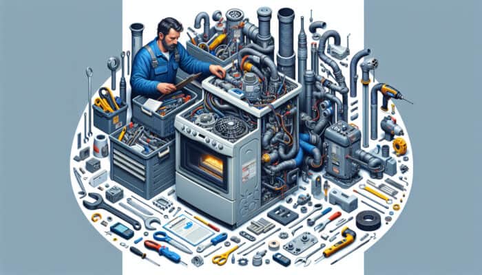 Furnace Services in Abbotsford: A technician in Abbotsford inspecting and cleaning a modern furnace for safety and efficiency in winter.