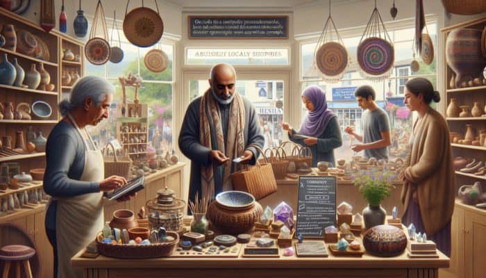A vibrant Glastonbury shop showcasing unique handmade products, reflecting local trends and community engagement.