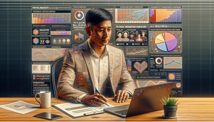 A small business owner in Plymouth utilizing a laptop to manage PPC, display, and social media advertisements while reviewing growth statistics.