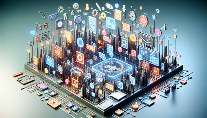 On-page SEO in Portland for Small Business: An engaging digital workspace showcasing effective on-page SEO with highlighted title tags, meta descriptions, optimized URLs, and high-quality content.