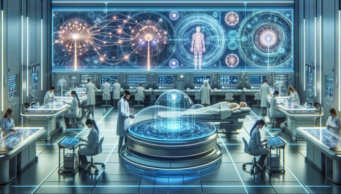 Advanced electroacupuncture devices in a modern medical environment showcasing experts and relaxed patients.