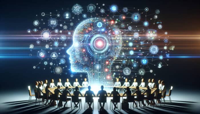 A virtual assistant engaging with a diverse community, learning and applying new skills in a collaborative setting.